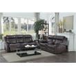 Pemberly Row Double Reclining Sofa with Drop-Down Cup Holders in Dark Brown