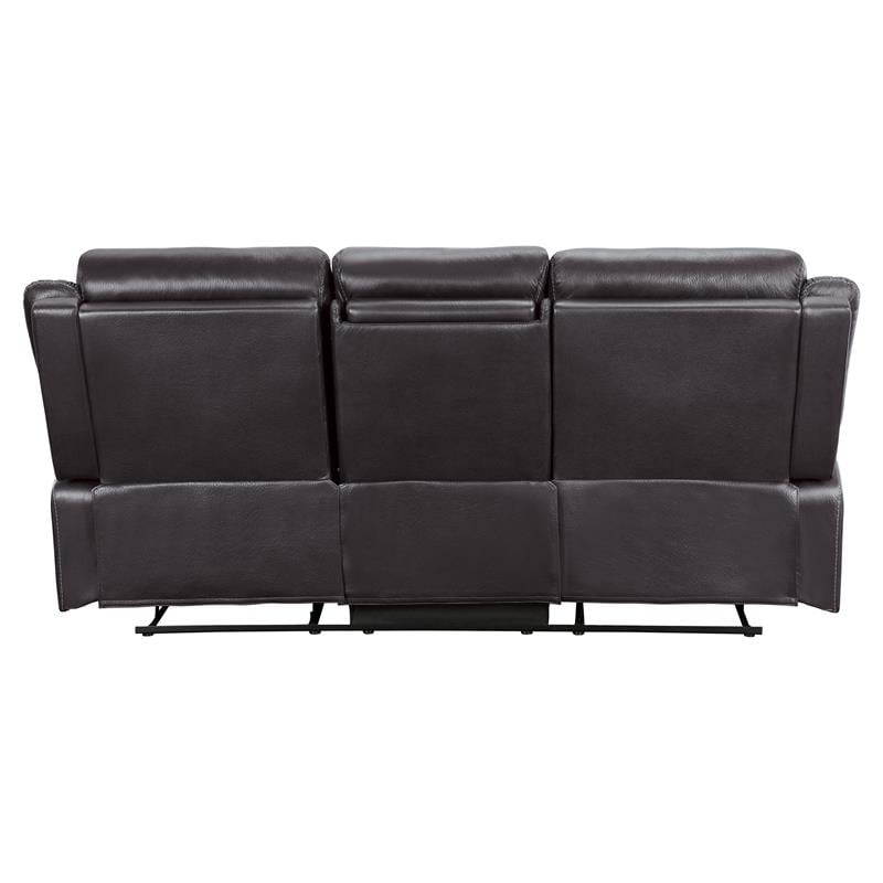 Pemberly Row Double Reclining Sofa with Drop-Down Cup Holders in Dark Brown