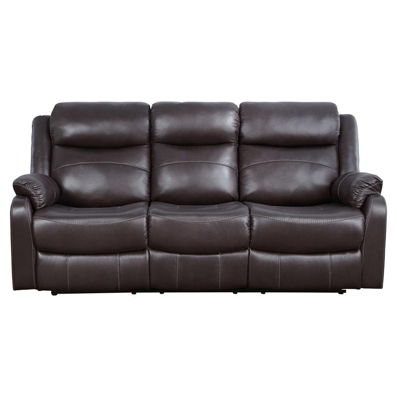 Pemberly Row Double Reclining Sofa with Drop-Down Cup Holders in Dark Brown