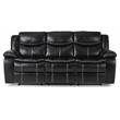 Pemberly Row Faux Leather Gel Double Glider Reclining Sofa in Black
