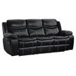 Pemberly Row Faux Leather Gel Double Glider Reclining Sofa in Black