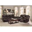 Pemberly Row Faux Leather Gel Double Reclining Sofa in Brown