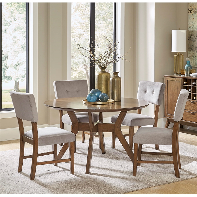 Pemberly Row Wood Dining Room Side Chairs in Light Oak and Gray (Set of 2)