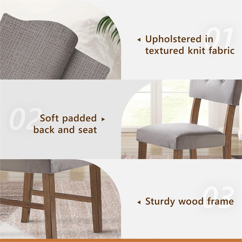 Pemberly Row Wood Dining Room Side Chairs in Light Oak and Gray (Set of 2)
