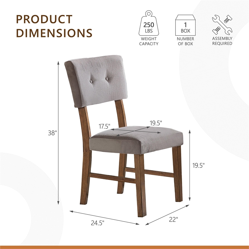Pemberly Row Wood Dining Room Side Chairs in Light Oak and Gray (Set of 2)