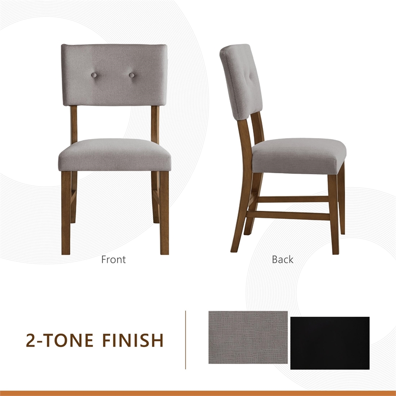 Pemberly Row Wood Dining Room Side Chairs in Light Oak and Gray (Set of 2)