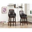 Pemberly Row Wood Pub Height Swivel Stools in Dark Brown (Set of 2)
