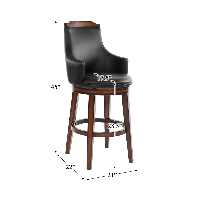 Pemberly Row Wood Pub Height Swivel Stools in Dark Brown (Set of 2)