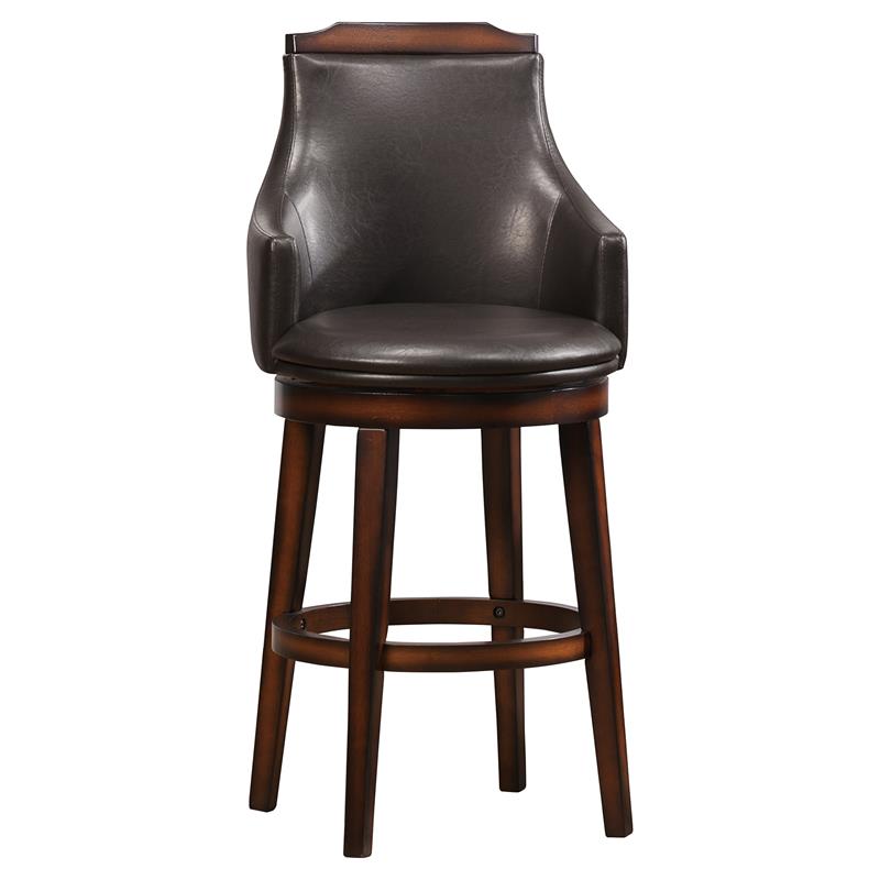 Pemberly Row Wood Pub Height Swivel Stools in Dark Brown (Set of 2)