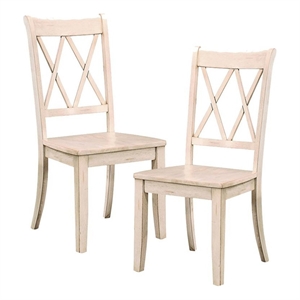 Pemberly Row 17.5&quot Contemporary Wood Dining Side Chair in White (Set of 2)