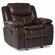 Pemberly Row Traditional Faux Leather Gel Glider Reclining Chair in Brown