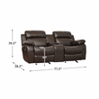 Pemberly Row Double Glider Reclining Loveseat with Center Console in Brown