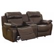 Pemberly Row Double Glider Reclining Loveseat with Center Console in Brown