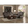 Pemberly Row Transitional Microfiber Double Reclining Loveseat in Chocolate