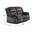 Pemberly Row Transitional Microfiber Double Reclining Loveseat in Chocolate