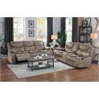 Pemberly Row Transitional Microfiber Double Glider Reclining Loveseat in Brown