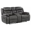 Pemberly Row Microfiber Double Reclining Love Seat in Gray