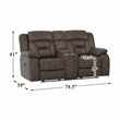 Pemberly Row Microfiber Double Reclining Love Seat in Dark Brown
