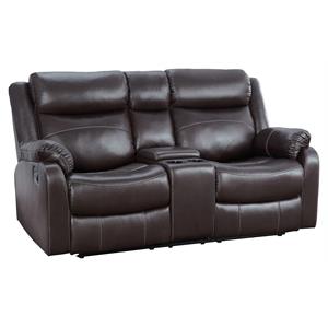 pemberly row microfiber double reclining loveseat with console