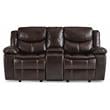 Pemberly Row Double Glider Reclining Loveseat with Console in Brown