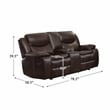 Pemberly Row Double Glider Reclining Loveseat with Console in Brown