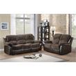 Pemberly Row Traditional Microfiber Double Reclining Loveseat in Chocolate