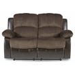 Pemberly Row Traditional Microfiber Double Reclining Loveseat in Chocolate