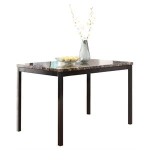 Pemberly Row Contemporary Dining Room Table with Faux Marble Top in Black