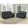 Pemberly Row Traditional Faux Leather Double Reclining Loveseat in Black
