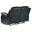 Pemberly Row Traditional Faux Leather Double Reclining Loveseat in Black