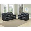 Pemberly Row Traditional Faux Leather Double Reclining Sofa in Black
