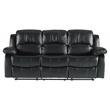 Pemberly Row Traditional Faux Leather Double Reclining Sofa in Black