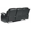 Pemberly Row Traditional Faux Leather Double Reclining Sofa in Black