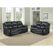Pemberly Row Traditional Faux Leather Double Reclining Sofa in Black