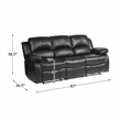 Pemberly Row Traditional Faux Leather Double Reclining Sofa in Black