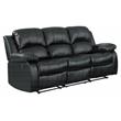 Pemberly Row Traditional Faux Leather Double Reclining Sofa in Black