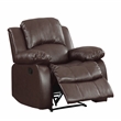 Pemberly Row Traditional Faux Leather Reclining Chair in Brown