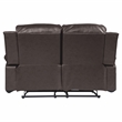 Pemberly Row Traditional Faux Leather Double Reclining Loveseat in Brown