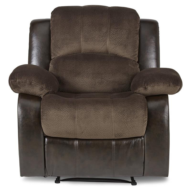 Pemberly Row Traditional Microfiber Reclining Chair in Chocolate