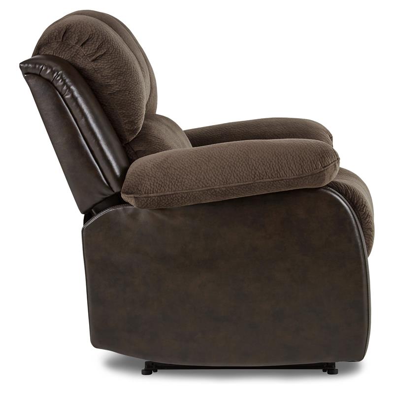 Pemberly Row Traditional Microfiber Reclining Chair in Chocolate