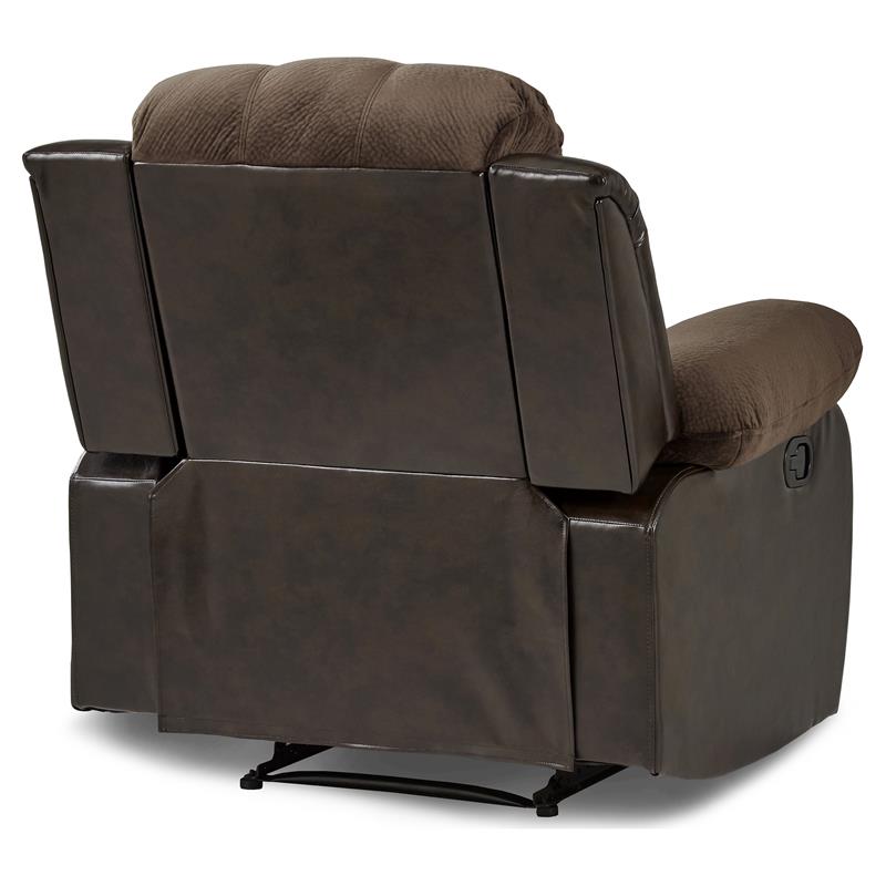 Pemberly Row Traditional Microfiber Reclining Chair in Chocolate