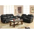 Pemberly Row Traditional Faux Leather Double Glider Reclining Loveseat in Black