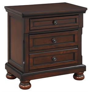 Pemberly Row 3-Drawers Traditional Wood Nightstand in Brown Cherry