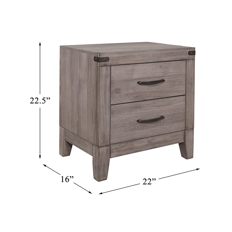 Pemberly Row 2-Drawers Contemporary Wood Nightstand in Gray
