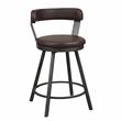 Pemberly Row Metal Swivel Counter Height Chair in Brown (Set of 2)