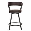 Pemberly Row Metal Swivel Counter Height Chair in Brown (Set of 2)