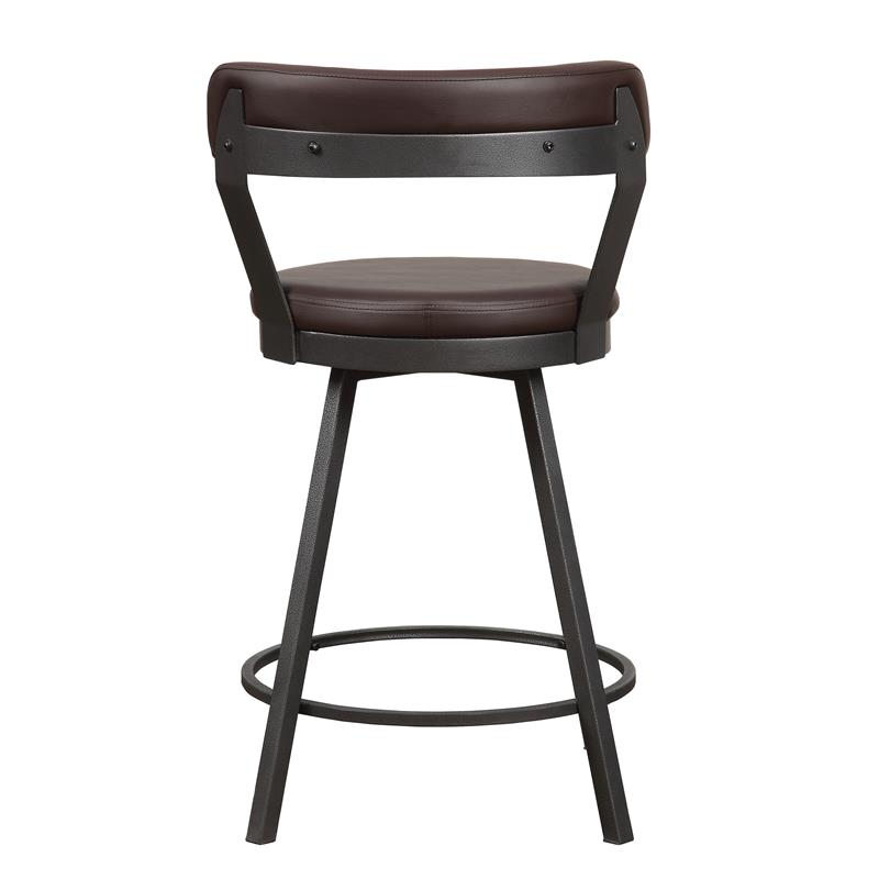 Pemberly Row Metal Swivel Counter Height Chair in Brown (Set of 2)