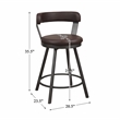 Pemberly Row Metal Swivel Counter Height Chair in Brown (Set of 2)