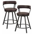 Pemberly Row Metal Swivel Counter Height Chair in Brown (Set of 2)