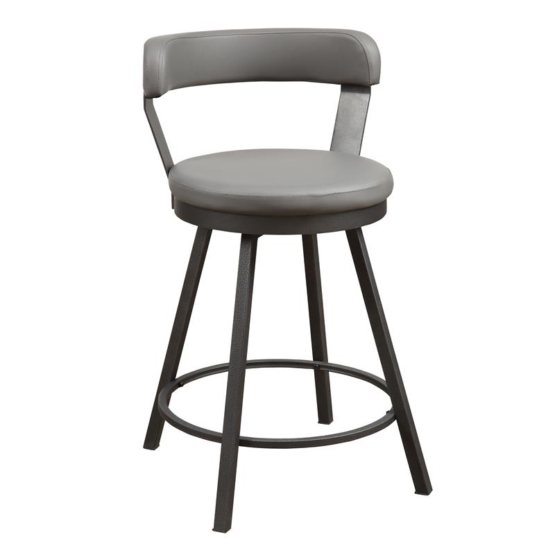 Pemberly Row Metal Swivel Counter Height Chair in Gray (Set of 2)